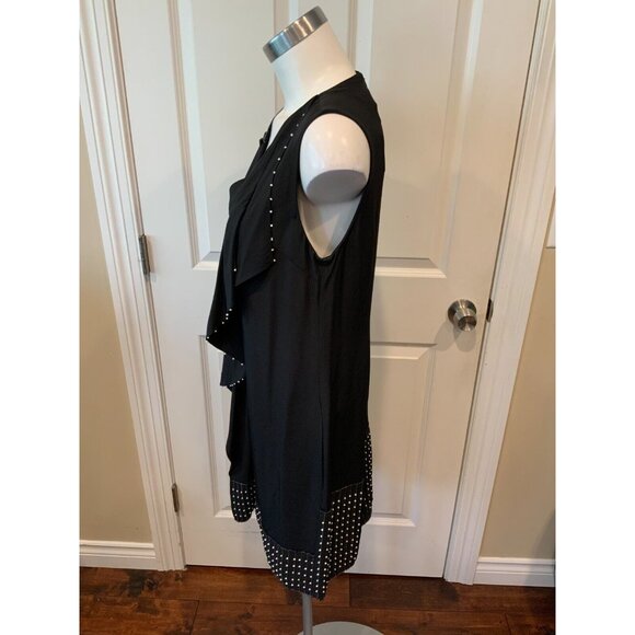Derek Lam 10 Crosby Black Bead Embellished Ruffle 100% Silk Shift Dress, Size 4 - Picture 6 of 9